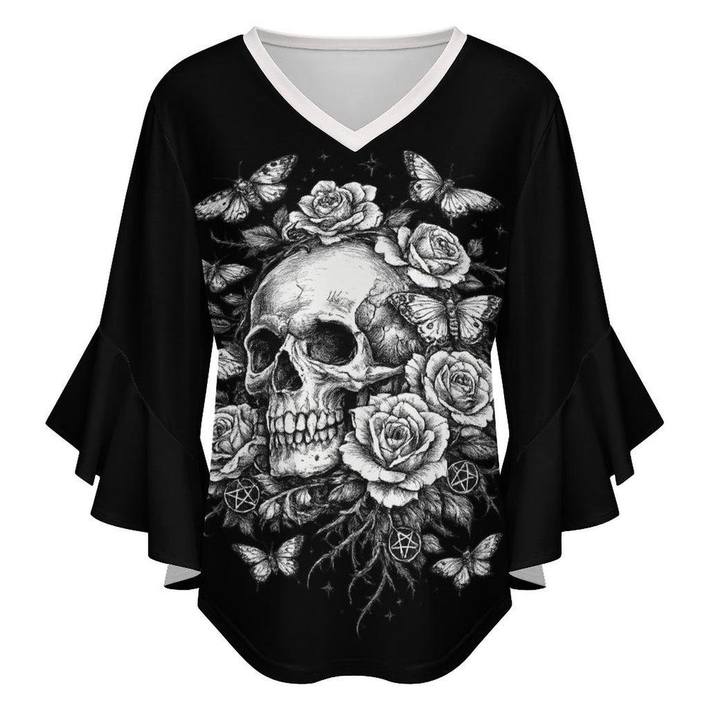 Gotische Damenbluse mit Rüschen | Garden of Death Gothic Bluse