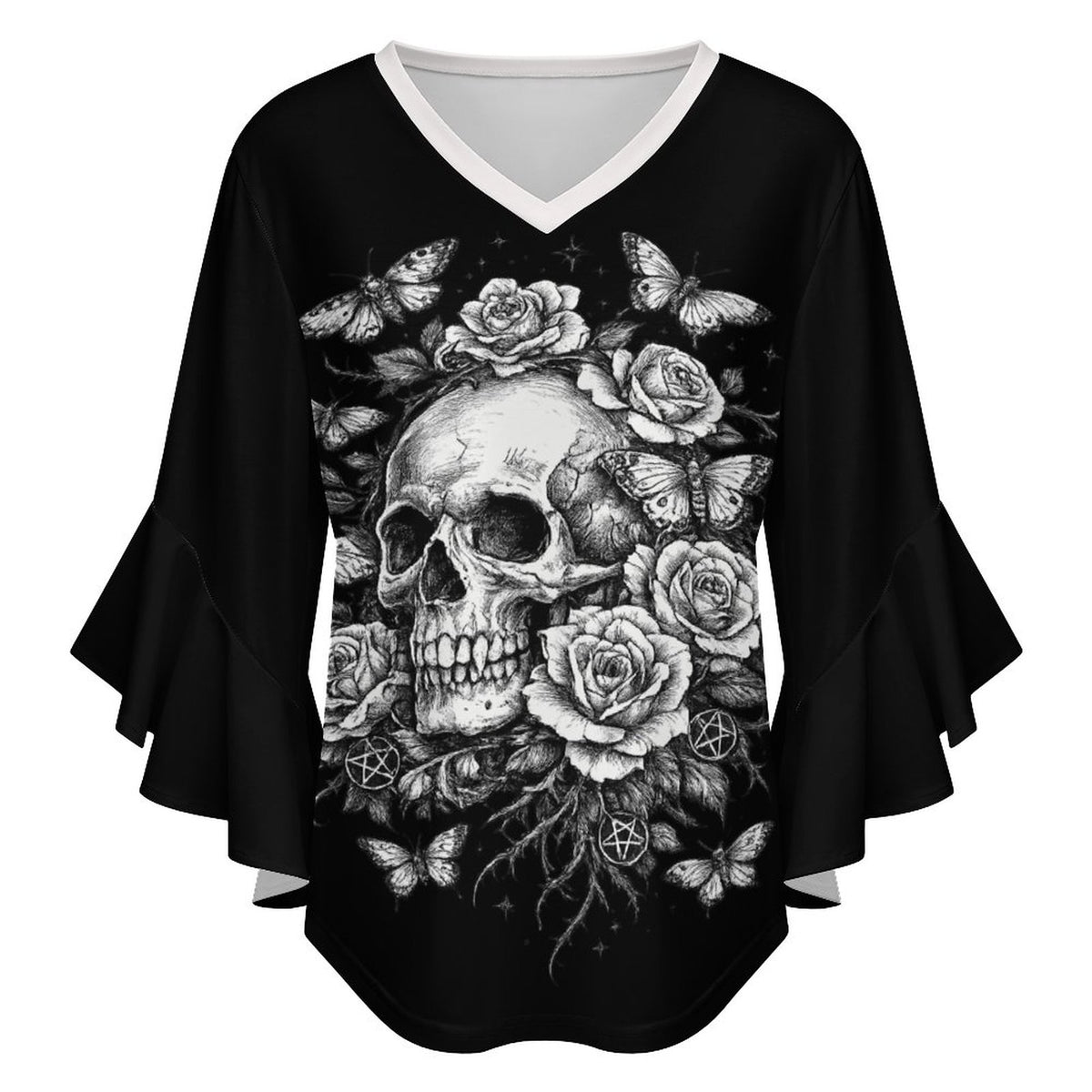 Gotische Damenbluse mit Rüschen | Garden of Death Gothic Bluse