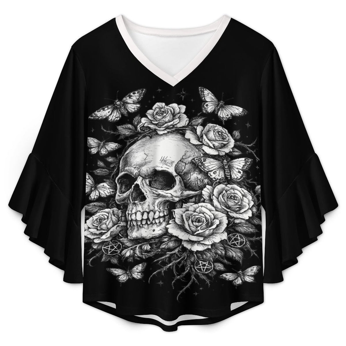 Gotische Damenbluse mit Rüschen | Garden of Death Gothic Bluse