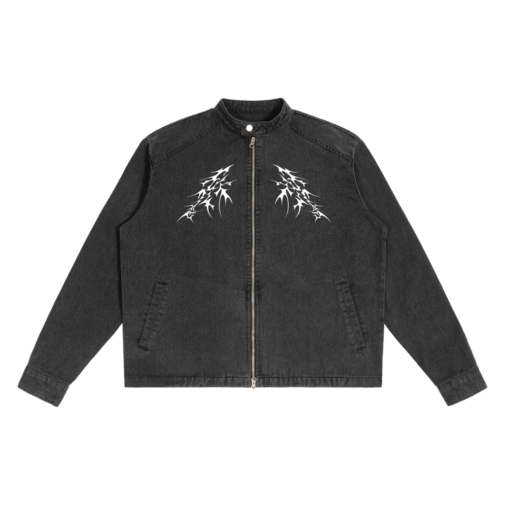 Schwarze gotische Jeansjacke Ezoteric Gothic Skull