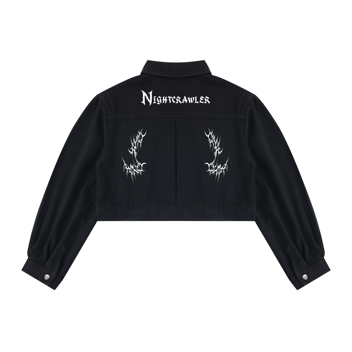 Damen Gothic Jeansjacke Cropped – NIGHTCRAWLER | 100 % Baumwolle, 420 GSM
