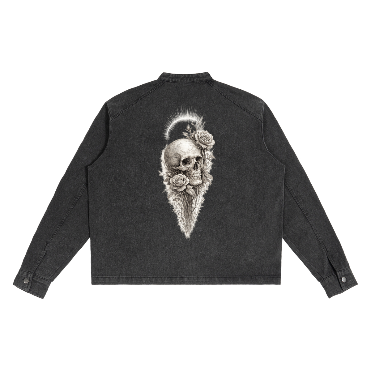 Schwarze gotische Jeansjacke Ezoteric Gothic Skull