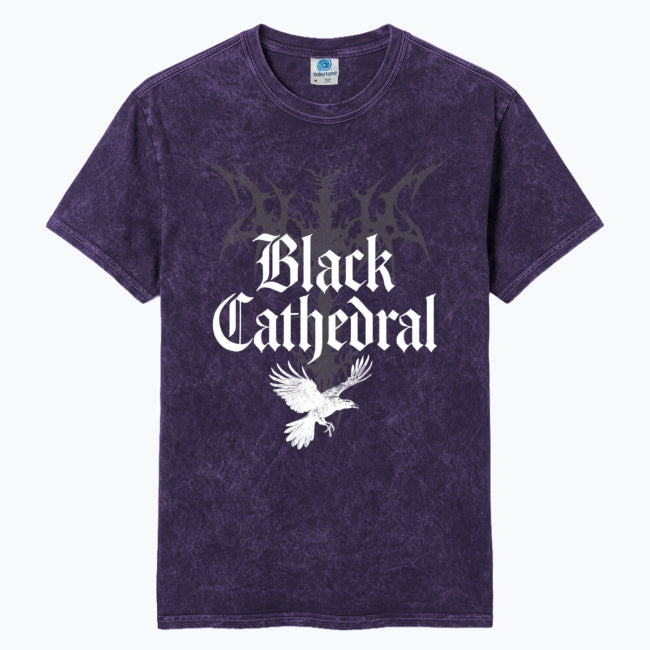 Gotisches Unisex-T-Shirt Mineral Wash Black Cathedral I – The Raven’s Call