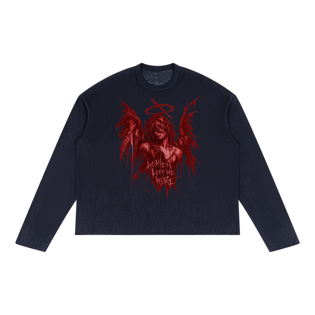 Grunge Gothic Unisex-Langarmshirt | Heaven Left Me Here | Gefallener Engel