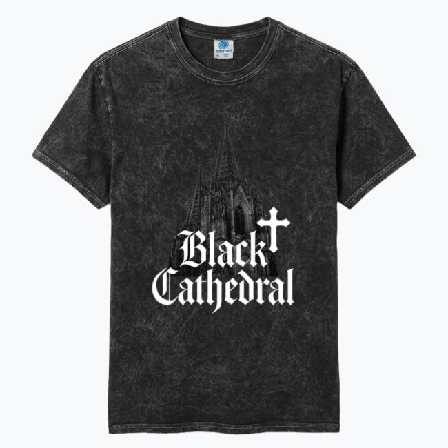 Gotisches Vintage-T-Shirt Mineral Wash | Black Cathedral Shadow I | 100 % Baumwolle