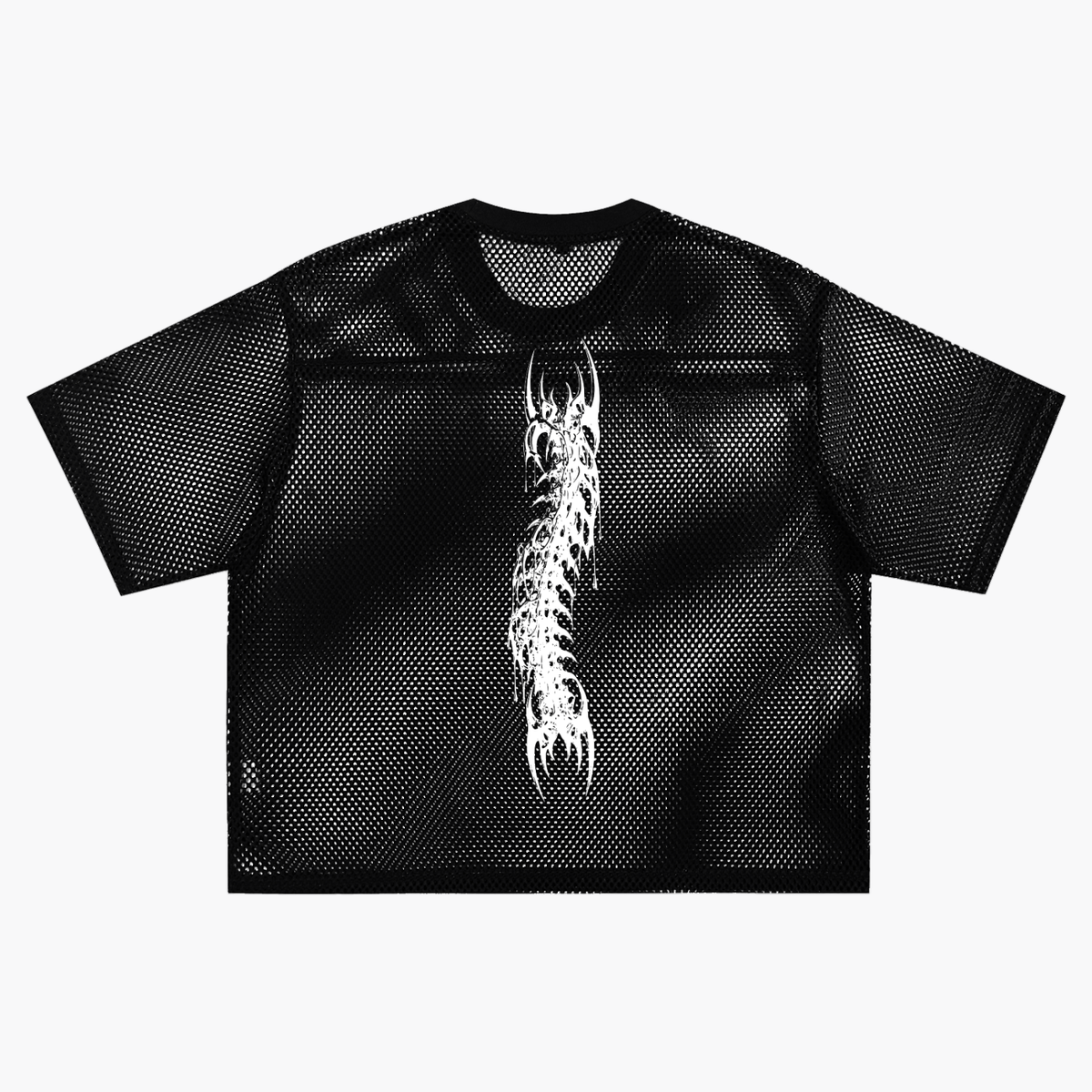 Gotisches Oversize-Mesh-Shirt | Demoncore Black – 260 GSM