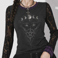 Gothic Moon Ritual Bluse | Witchcore Spitzenoberteil