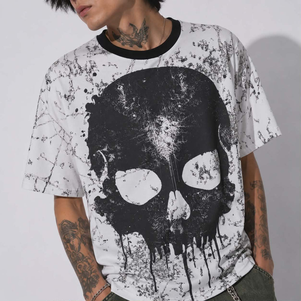 Grunge Reaper Skull T-Shirt | Oversize Gothic Streetwear T-Shirt