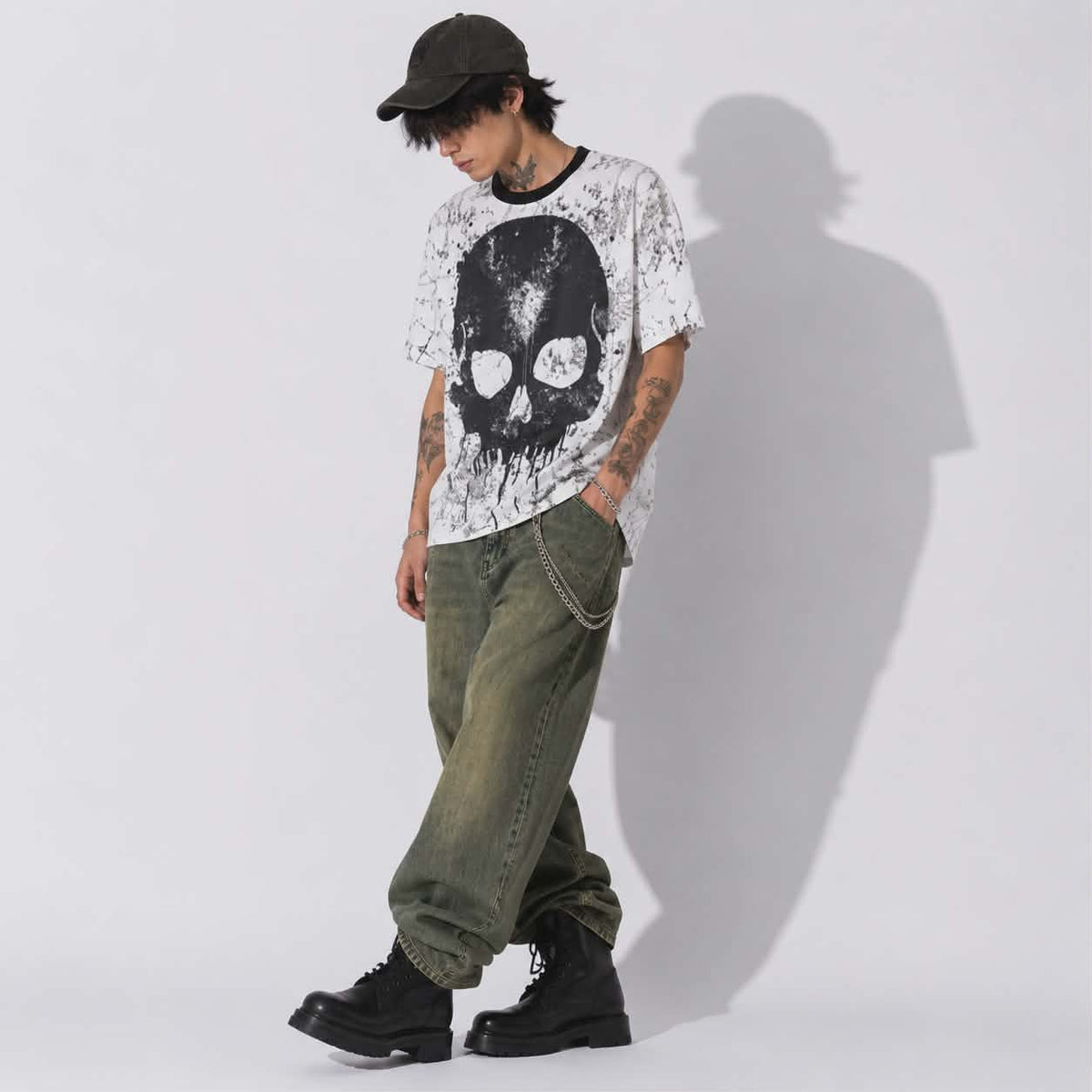 Grunge Reaper Skull T-Shirt | Oversize Gothic Streetwear T-Shirt