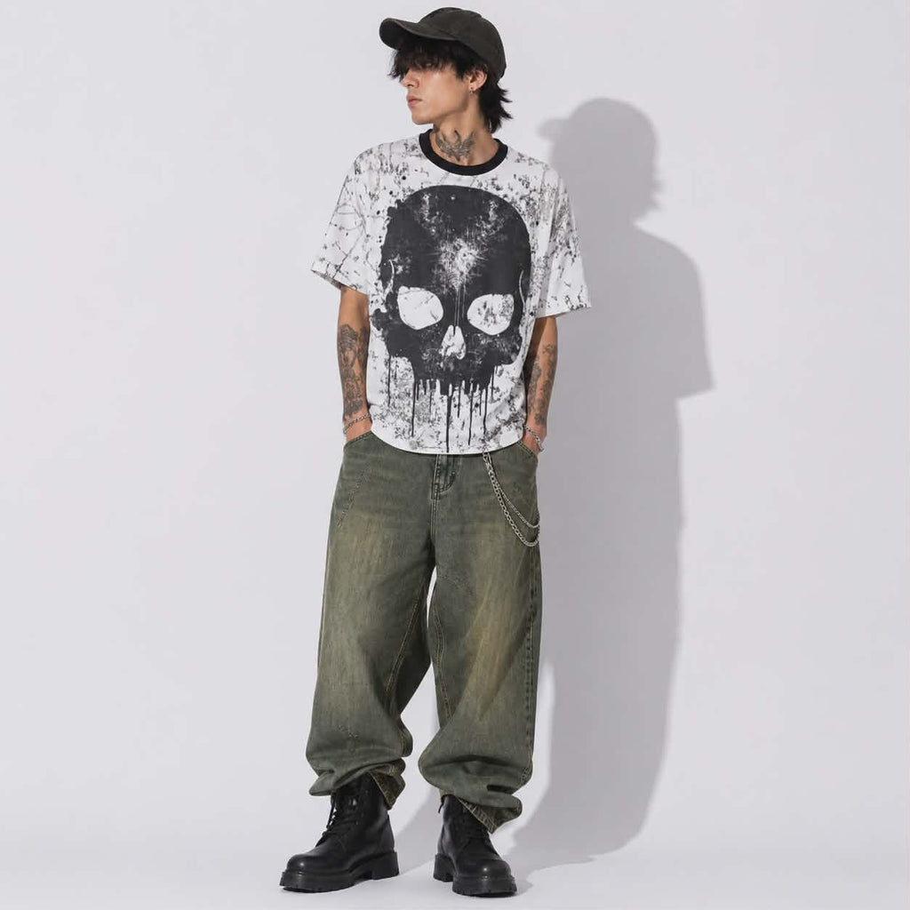 Grunge Reaper Skull T-Shirt | Oversize Gothic Streetwear T-Shirt