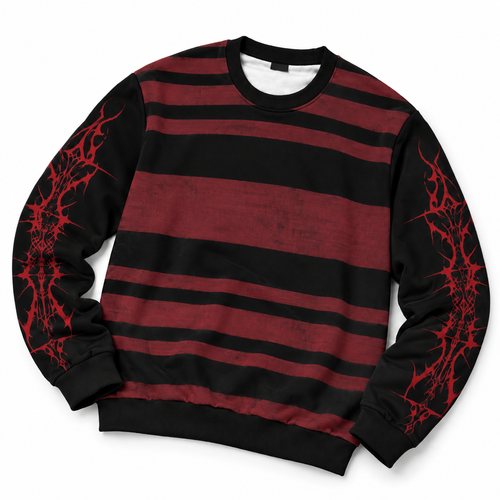 Gothic-Grunge-Streifen-Sweatshirt | Evil Stripes | 100 % Baumwolle 310 GSM