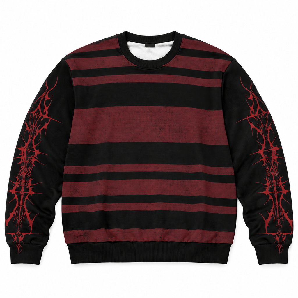 Gothic-Grunge-Streifen-Sweatshirt | Evil Stripes | 100 % Baumwolle 310 GSM
