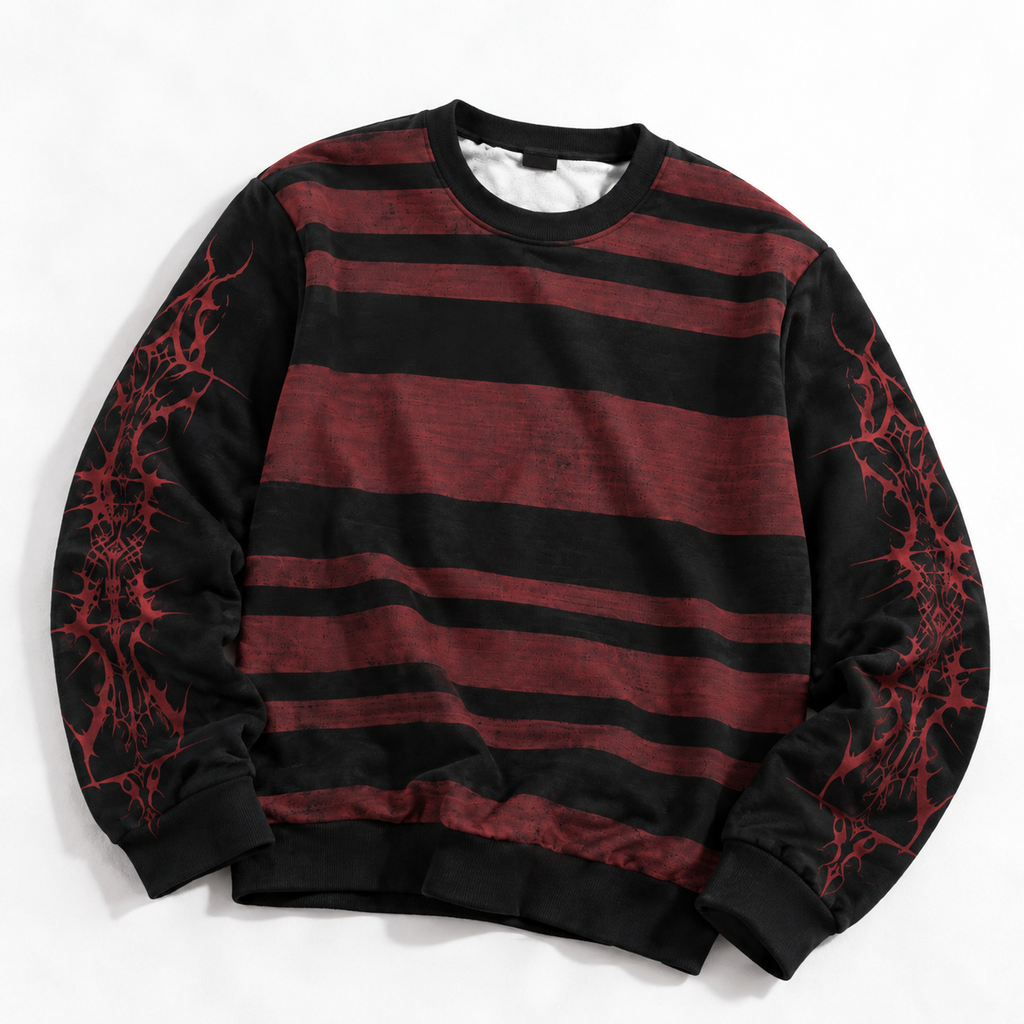 Gothic-Grunge-Streifen-Sweatshirt | Evil Stripes | 100 % Baumwolle 310 GSM