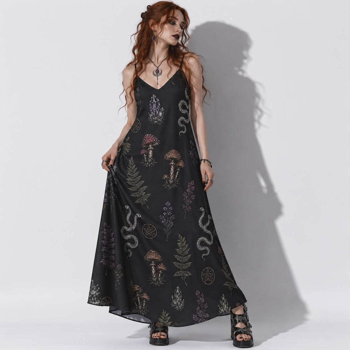 Witchwood Ritual Kleid | Gothic Witchcore Maxikleid